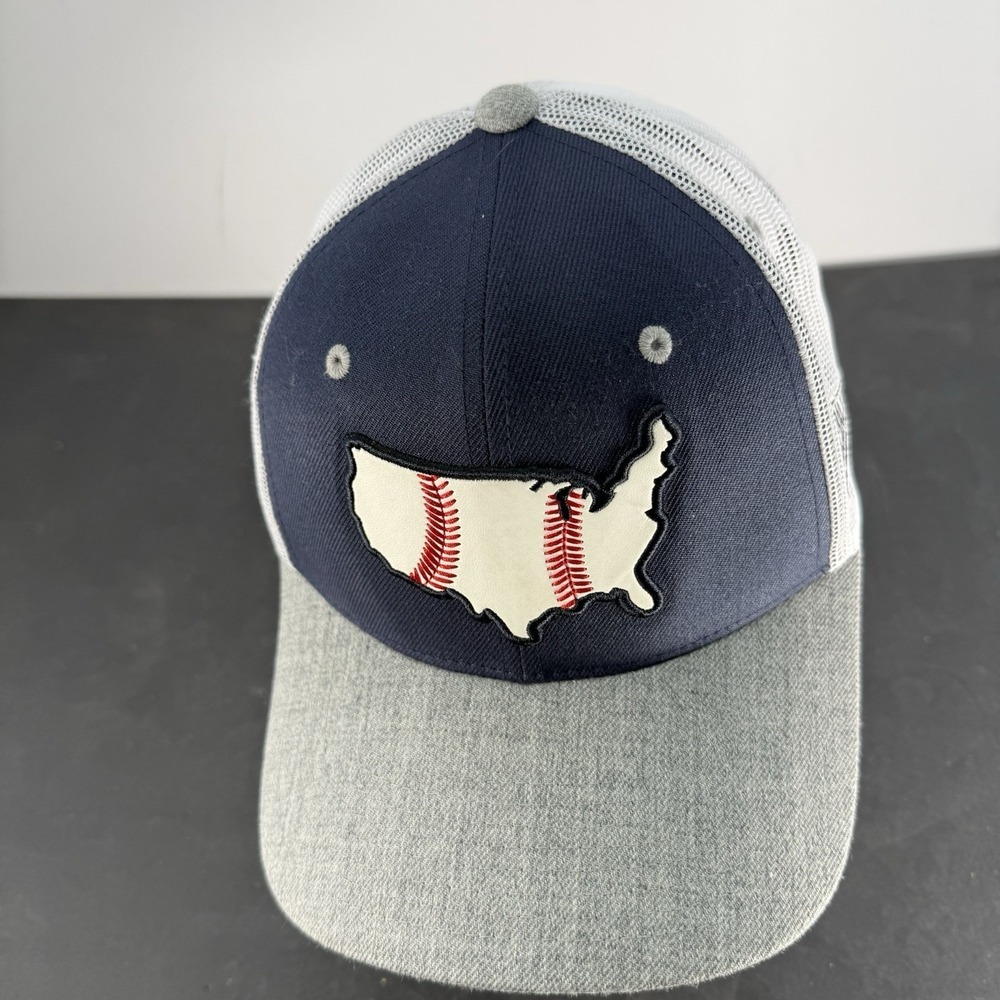 Baseball SM Snapback Mens Mesh Baseball Cap Adjustable USA Blue Red White Gray - Picture 3 of 8